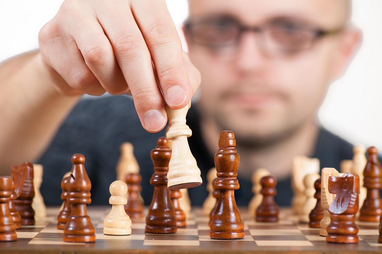 Strategy, chess pieces on a board